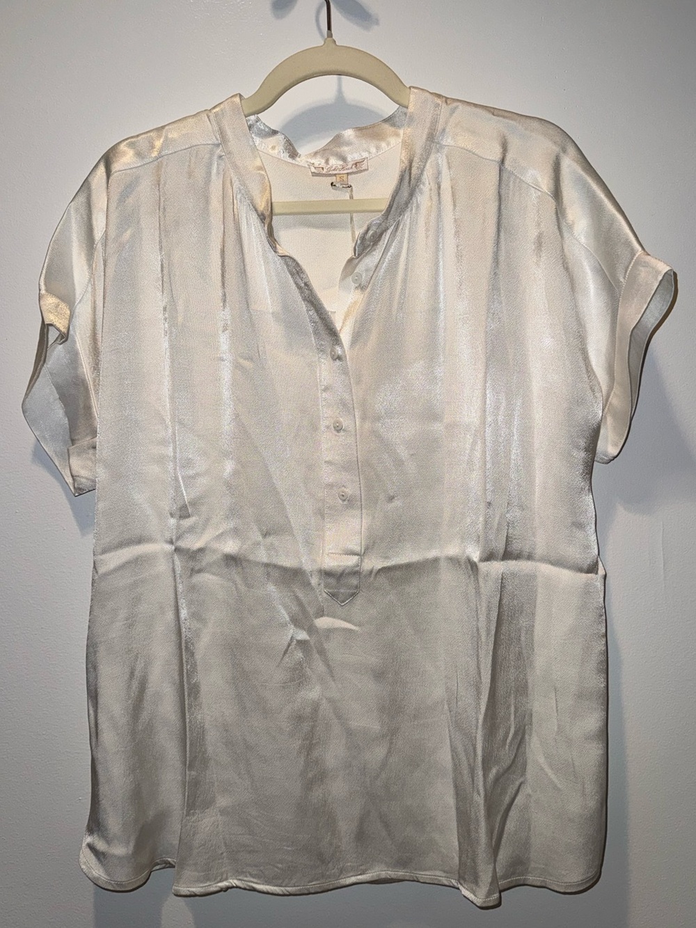 Gold Hawk Satin Oversized Button Top NWT